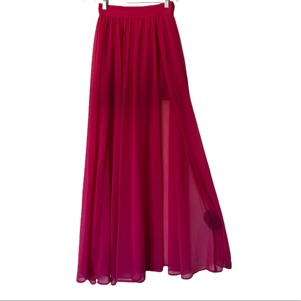 Keepsake the label maxi skirt w double split fuchsia sz S - Picture 6 of 7